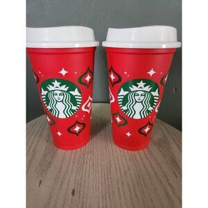 Starbucks - 2023 Holiday Reusable Red Cup - 16 oz - Set of 2